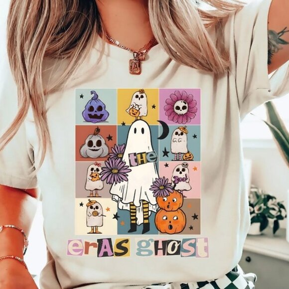 Tops - Halloween Boo Shirt, Pumpkin Shirt, Ghost Halloween Shirt, Spooky Season Shirt